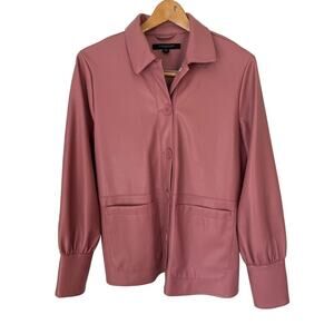 Marc New York Vegan Leather Jacket M Pink Butter Soft Button Closure Vintage